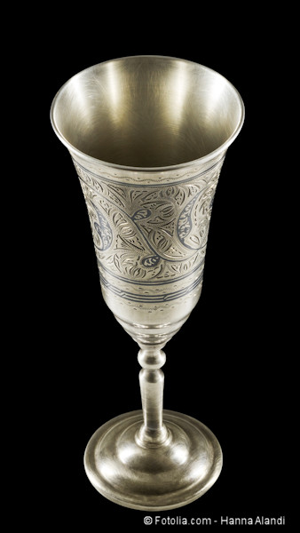 Empty silver goblet