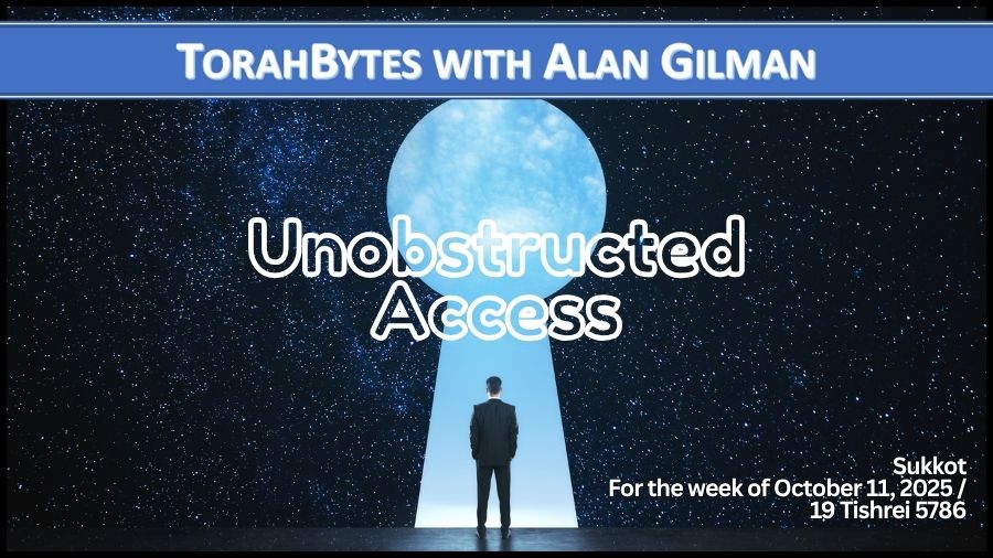 Message information over an image of a starfield with a large keyhole-like opening with a man standing before it