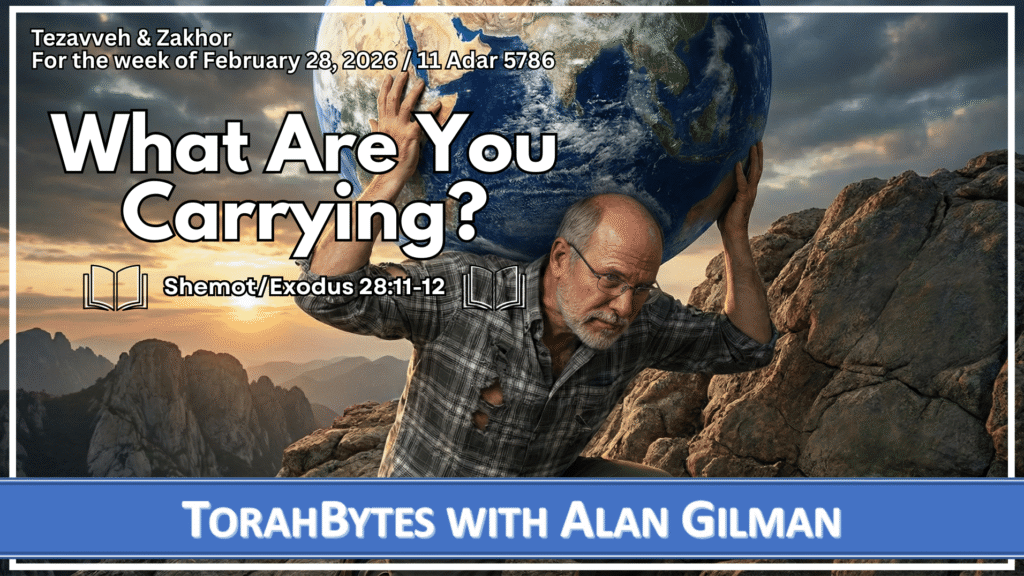 Message information along with an illustration of podcast host trying to carry the world on his shoulders